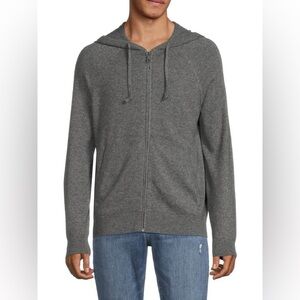 Vince Men’s L Grey Wool Cotton Cashmere Blend Zip-Up Sweater Hoodie W/ Pockets